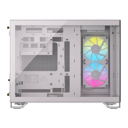 Corsair 2500X RGB Dual Chamber Gaming Case w/ Glass Side & Front, Micro ATX, 2x RGB Fans, Mesh Panels, USB-C, Asus BTF Compatible, White-1