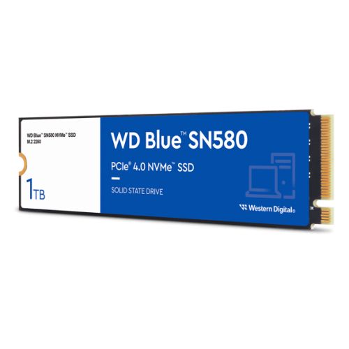 WD 1TB Blue SN580 M.2 NVMe Gen4 SSD, M.2 2280, PCIe4, TLC NAND, R/W 4150/4150 MB/s, 600K/750K IOPS-0