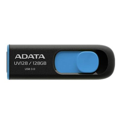 ADATA 128GB USB 3.0 Memory Pen, UV128, Retractable, Capless, Black & Blue - X-Case.co.uk Ltd