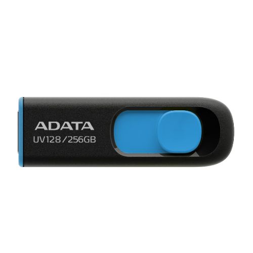 ADATA 256GB USB 3.0 Memory Pen, UV128, Retractable, Capless, Black & Blue - X-Case.co.uk Ltd