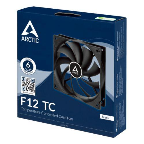 Arctic F12 Temperature Controlled 12cm Case Fan, Black, 9 Blades, Fluid Dynamic - X-Case.co.uk Ltd