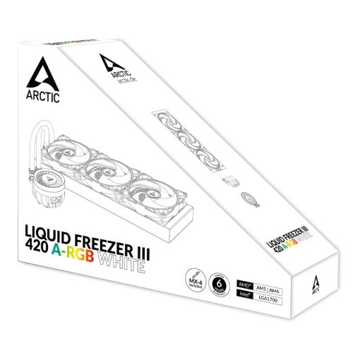 Arctic Liquid Freezer III A-RGB 420mm Liquid CPU Cooler, P14 PWM PST ARGB Fans & ARGB PWM Controlled Pump, White - X-Case
