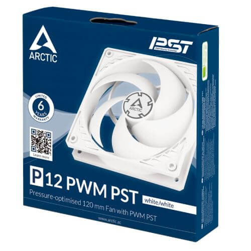 Arctic P12 12cm Pressure Optimised PWM PST Case Fan, Fluid Dynamic, 200-1800 RPM White & Transparent - X-Case.co.uk Ltd