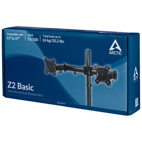 Arctic Z2 Basic Dual Monitor Arm, 13" - 25" Monitors, 180° Swivel, 360° Rotation - X-Case.co.uk Ltd
