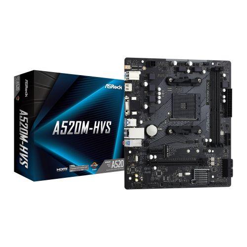 Asrock A520M-HVS, AMD A520, AM4, Micro ATX, 2 DDR4, VGA, HDMI, M.2 - X-Case.co.uk Ltd