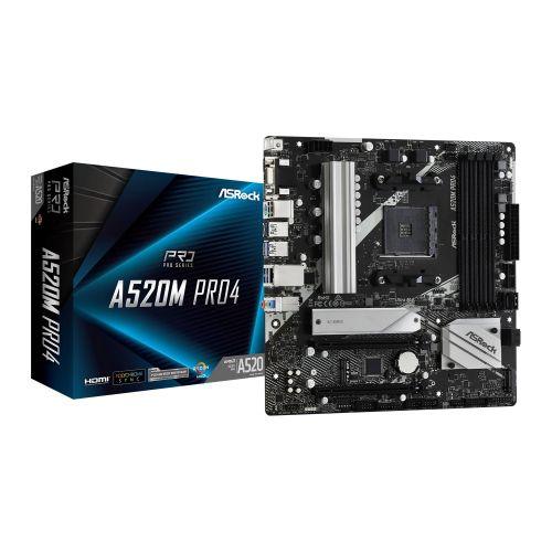 Asrock A520M PRO4, AMD A520, AM4, Micro ATX, 2 DDR4, VGA, HDMI, DP, M.2 - X-Case.co.uk Ltd