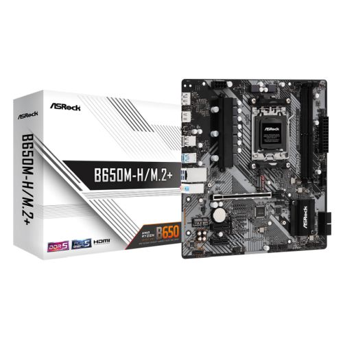 Asrock B650M-H/M.2+, AMD B650, AM5, Micro ATX, 2 DDR5, HDMI, DP, GB LAN, PCIe4, 2x M.2 - X-Case.co.uk Ltd