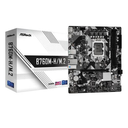 Asrock B760M-H/M.2, Intel B760, 1700, Micro ATX, 2 DDR5, HDMI, DP, GB LAN, PCIe4, 2x M.2 - X-Case.co.uk Ltd