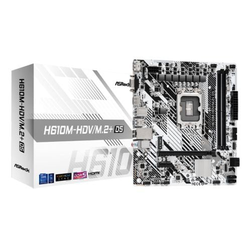 Asrock H610M-HDV/M.2+ D5, Intel H610, 1700, Micro ATX, 2 DDR5, VGA, HDMI, DP, PCIe4, 1x M.2 - X-Case.co.uk Ltd