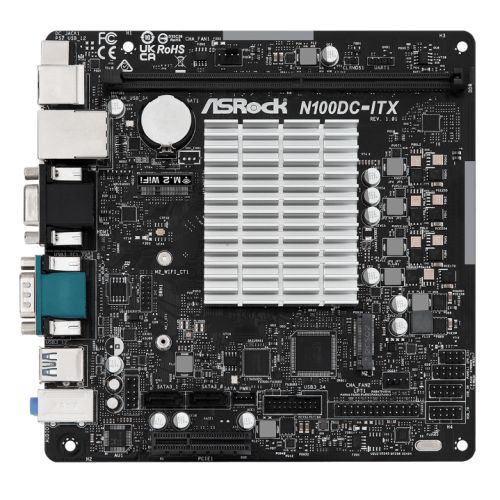 Asrock N100DC-ITX, Integrated Intel Quad-Core N100, Mini ITX, 1 DDR4, VGA, HDMI, DC Jack, Fanless Design, 1x M.2 - X-Case.co.uk Ltd