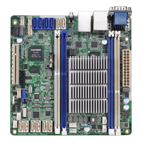 Asrock Rack C2550D4I Server Board, Integrated CPU, Mini ITX, Dual GB LAN, Serial Port, IPMI LAN - X-Case