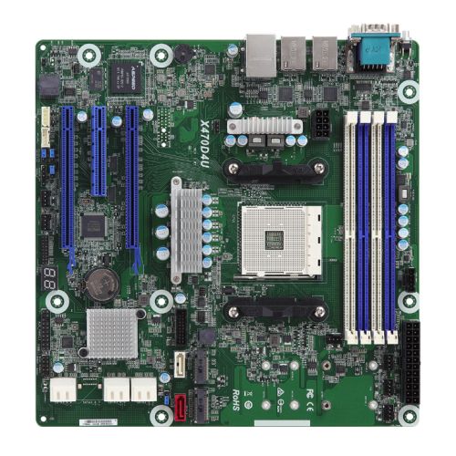 Asrock Rack X470D4U Server Board, AMD X470, AM4, Micro ATX, VGA, 6 x SATA, Dual GB LAN, IPMI, Serial Port - X-Case