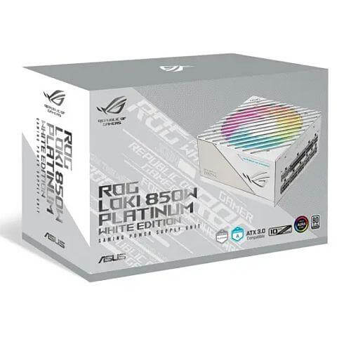 Asus 850W ROG LOKI SFX-L Platinum White Edition PSU, Small Form Factor, Fully Modular, 80+ Platinum, 0dB Fan Button, RGB, ATX-to- SFX Bracket - X-Case.co.uk Ltd