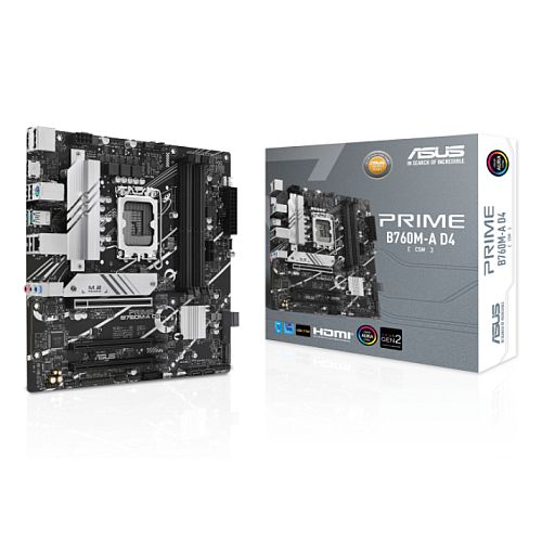 Asus PRIME B760M-A D4-CSM - Corporate Stable Model, Intel B760, 1700, Micro ATX, 4 DDR4, 2 HDMI, DP, 2.5G LAN, PCIe4, 2x M.2 - X-Case.co.uk Ltd
