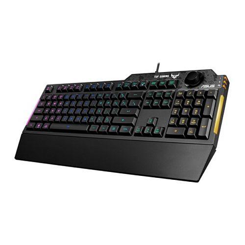 Asus TUF GAMING K1 RGB Keyboard with Volume Knob, 19-key Rollover, Side Light Bar & Armoury Crate, Spill Resistant, Detachable Wrist Rest - X-Case.co.uk Ltd
