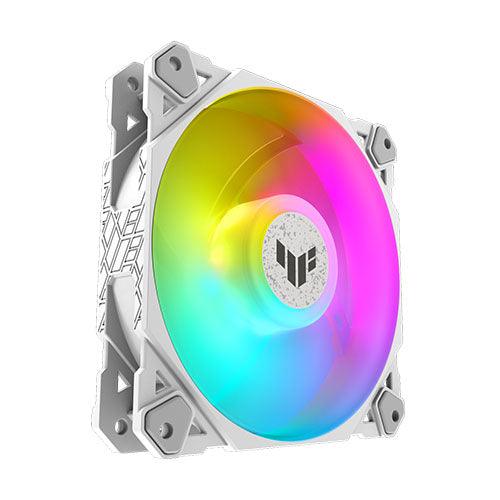 Asus TUF Gaming TF120 ARGB 12cm PWM Case Fan, Fluid Dynamic Bearing, Double-layer LED Array, Up to 1900 RPM, White Edition - X-Case.co.uk Ltd