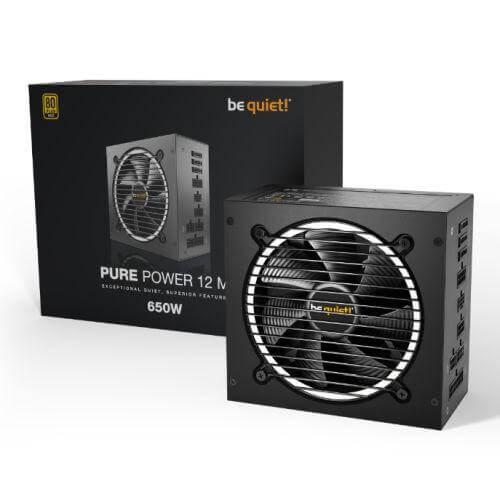 Be Quiet! 650W Pure Power 12 M PSU, Fully Modular, Rifle Bearing Fan, 80+ Gold, ATX 3.0, PCIe 5.0, Dual Rail - X-Case.co.uk Ltd