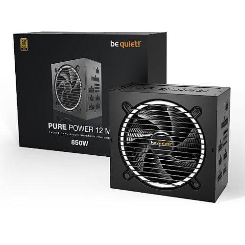 Be Quiet! 850W Pure Power 12 M PSU, Fully Modular, Rifle Bearing Fan, 80+ Gold, ATX 3.0, PCIe 5.0, Dual Rail - X-Case.co.uk Ltd