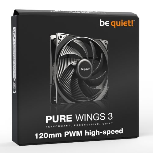 Be Quiet! BL106 Pure Wings 3 PWM High Speed 12cm Case Fan, Rifle Bearing, Black, 2100 RPM, Ultra Quiet - X-Case.co.uk Ltd