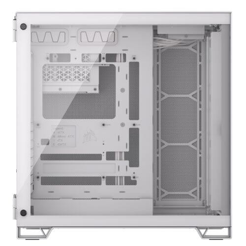 Corsair 6500D Airflow Dual Chamber Gaming Case w/ Glass Window, ATX, No Fans Inc., Fully Mesh Panelling, USB-C, White - X-Case