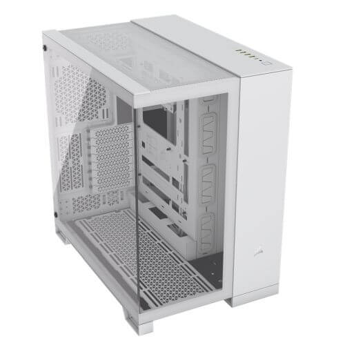 Corsair 6500X Dual Chamber Gaming Case w/ Glass Side & Front, ATX, No Fans Inc., Mesh Panels, USB-C, White - X-Case