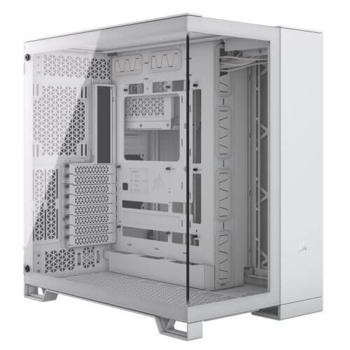 Corsair 6500X Dual Chamber Gaming Case w/ Glass Side & Front, ATX, No Fans Inc., Mesh Panels, USB-C, White - X-Case