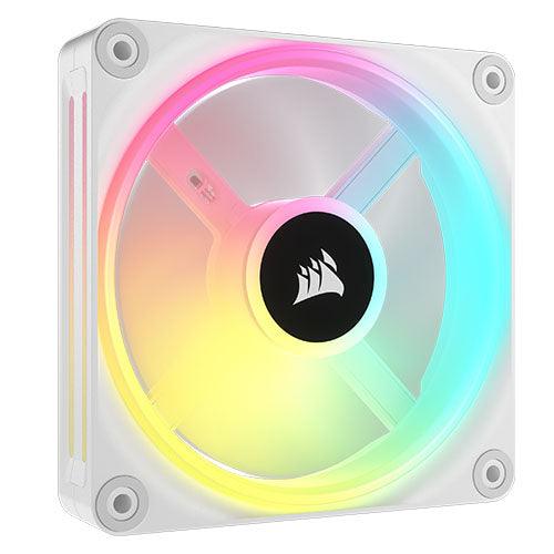 Corsair iCUE LINK QX120 12cm PWM RGB Case Fan, 34 RGB LEDs, Magnetic Dome Bearing, 2400 RPM, White, Single Fan Expansion Kit - X-Case.co.uk Ltd