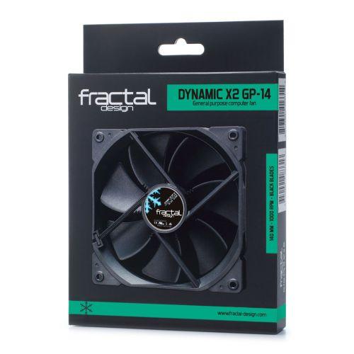 Fractal Design Dynamic X2 GP-14 14cm Case Fan, Long Life Sleeve Bearing, Counter-balanced Magnet, 1000 RPM, Black - X-Case.co.uk Ltd