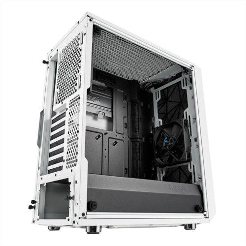 Fractal Design Meshify C (White TG) Gaming Case w/ Clear Glass Window, ATX, Angular Mesh Front, High-airflow, 2 x 12cm Fans, White - X-Case.co.uk Ltd