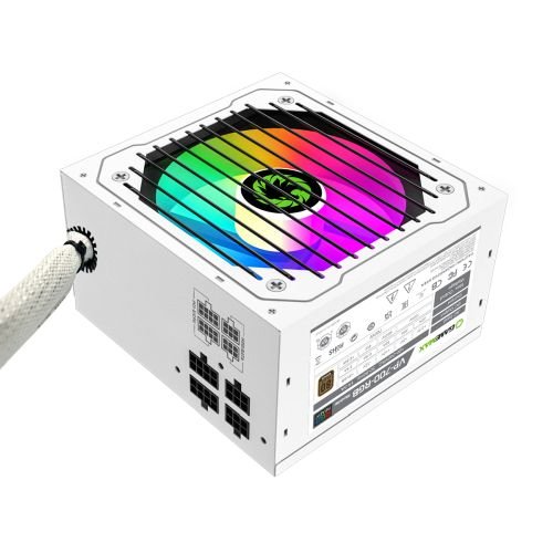 GameMax 700W VP-700W White RGB PSU, Semi Modular, RGB Fan, 80+ Bronze, Eco Switch, Power Lead Not Included - X-Case