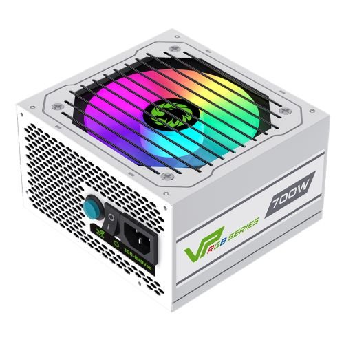 GameMax 700W VP-700W White RGB PSU, Semi Modular, RGB Fan, 80+ Bronze, Eco Switch, Power Lead Not Included - X-Case