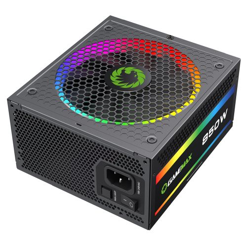 GameMax 850W Pro RGB PSU, Fully Modular, 14cm ARGB Fan, 80+ Gold, RGB Controller (25 Modes), Power Lead Not Included - X-Case.co.uk Ltd