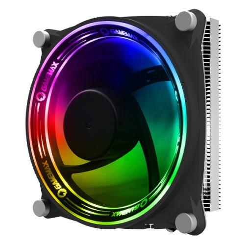 GameMax Gamma 300 Rainbow ARGB Low Profile Heatsink & Fan, Intel & AMD Sockets, Hydro Bearing Fan, 5 Copper Heatpipes - X-Case.co.uk Ltd