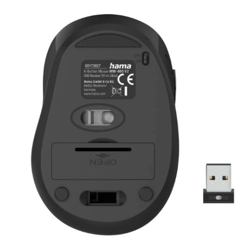 Hama MC-400 V2 Compact Wireless Optical Mouse, 6 Buttons, 800-1600 DPI, Black/Blue - X-Case.co.uk Ltd