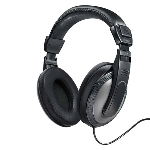 Hama ShellTV Headphones, 3.5 mm Jack (6.35mm Adapter), 40mm Drivers, 6m Cable, Padded Headband, Black/Dark Grey - X-Case.co.uk Ltd