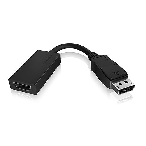 Icy Box DisplayPort 1.2 Male to HDMI Female Converter Cable, 16.5cm, Black - X-Case.co.uk Ltd