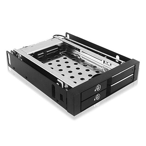 Icy Box (IB-2227STS) Mobile Rack for 2x HDD/SSD into 1x 3.5" Bay, Lockable, Hot Swap, LED Indicator - X-Case.co.uk Ltd
