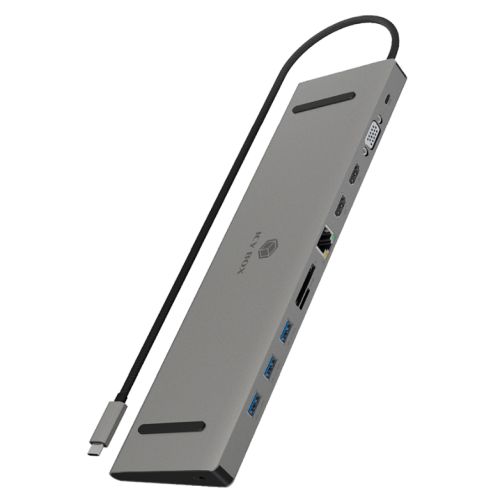 Icy Box (IB-DK2106-C) USB-C 11-in-1 Docking Station - 3x USB-A, 2x HDMI, VGA, RJ45, Card Reader, 3.5mm Jack, 1x USB-C 100W Charging - X-Case.co.uk Ltd