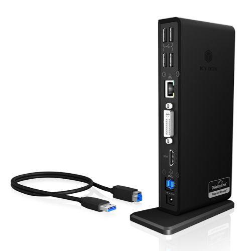 Icy Box (IB-DK2241AC) USB-A 11-in-1 Docking Station - 6x USB-A, DVI, HDMI, RJ45, 3.5mm Jack, 1x USB-A Charging - X-Case.co.uk Ltd