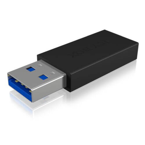 Icy Box USB 3.1 Gen2 Type-A Male to USB Type-C Female Converter Dongle, Black - X-Case.co.uk Ltd