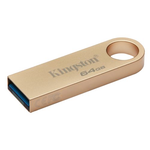 Kingston 64GB DataTraveler SE9 G3 Memory Pen, USB 3.2 Gen1 Type-A, Metal Gold Casing - X-Case.co.uk Ltd