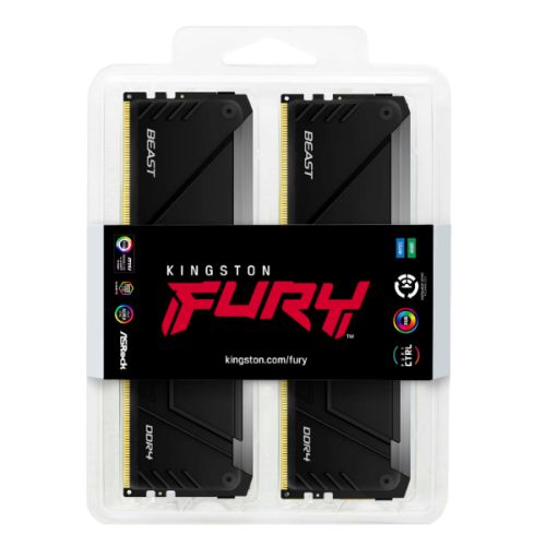 Kingston Fury Beast RGB 64GB Kit (4 x 16GB), DDR4, 3200MHz (PC4-25600), CL16, XMP, DIMM Memory - X-Case.co.uk Ltd