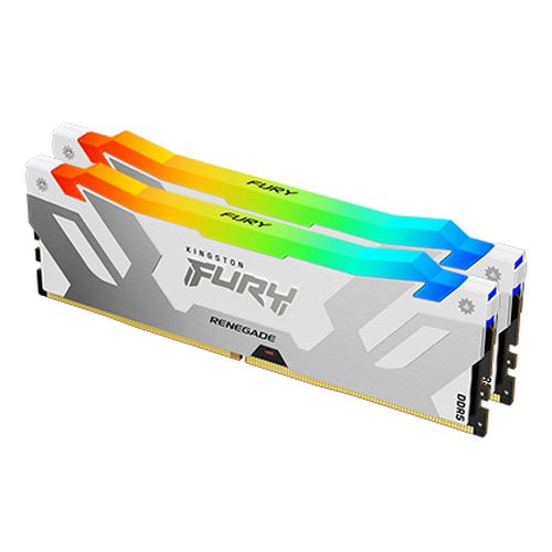 Kingston Fury Renegade RGB 64GB Kit (2 x 32GB), DDR5, 6400MHz, CL32, 1.4V, ECC, XMP 3.0, PMIC, DIMM Memory, White/Silver - X-Case.co.uk Ltd