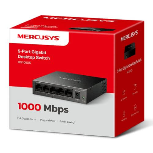 Mercusys (MS105GS) 5-Port Gigabit Unmanaged Desktop Switch, Steel Case - X-Case.co.uk Ltd