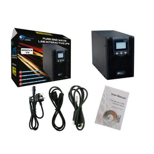 Powercool 2000VA Smart UPS, 1600W, LCD Display, 2 x UK Plug, 2 x RJ45, 3 x IEC, USB - X-Case.co.uk Ltd
