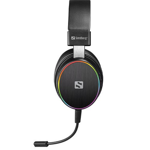 Sandberg HeroBlaster Wireless Gaming Headset, Bluetooth 5.1/3.5mm Jack, Detachable Mic, Multi-Colour LED lights, 5 Year Warranty - X-Case.co.uk Ltd