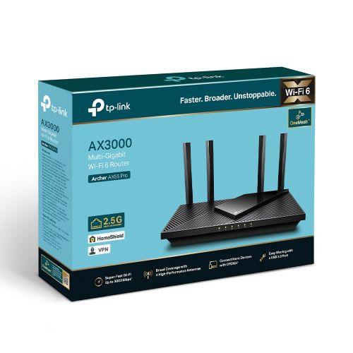 TP-LINK (Archer AX55 PRO) AX3000 Multi-Gigabit Dual Band Wi-Fi 6 Router, 2.5G Port, OFDMA, VPN Client, USB, OneMesh Support - X-Case.co.uk Ltd