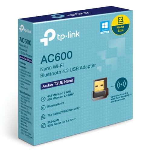 TP-LINK (Archer T2UB Nano) AC600 (433+200) Wireless Dual Band Nano USB Adapter, Bluetooth 4.2, Advanced WPA3 Security - X-Case.co.uk Ltd
