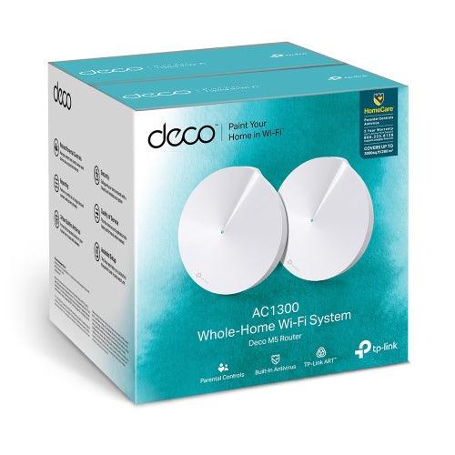 TP-LINK (DECO M5) Whole-Home Mesh Wi-Fi System, 2 Pack, Dual Band AC1300, MU-MIMO, USB Type-C, 2 x LAN on each Unit - X-Case.co.uk Ltd