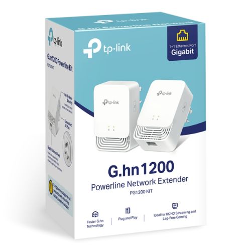 TP-LINK (PG1200 KIT) Wired 607Mbps G.hn1200 Powerline Adapter Kit, 1+1 GB Port, Power Saving Mode - X-Case.co.uk Ltd